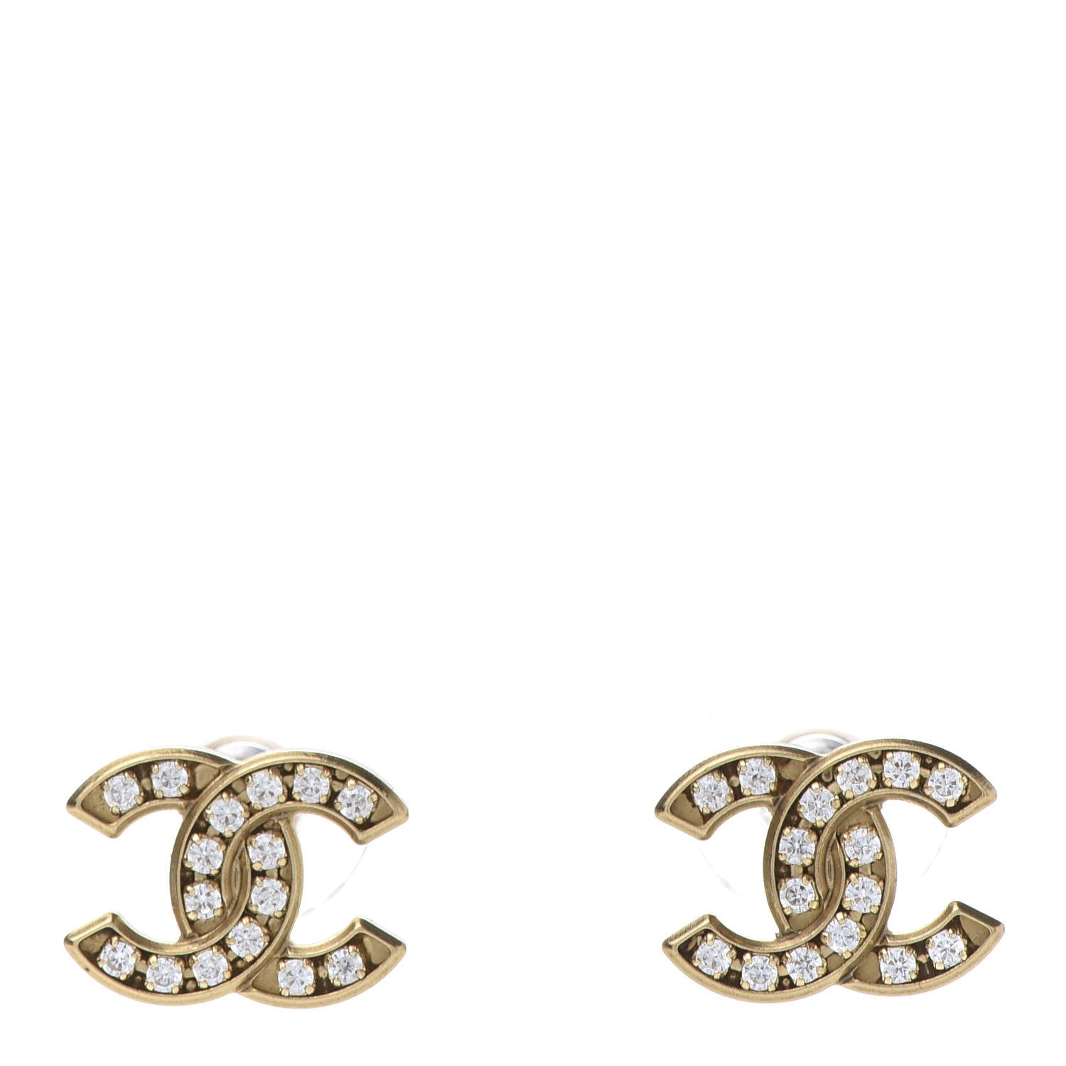 Chanel Crystal CC Earrings Gold 1 of 5