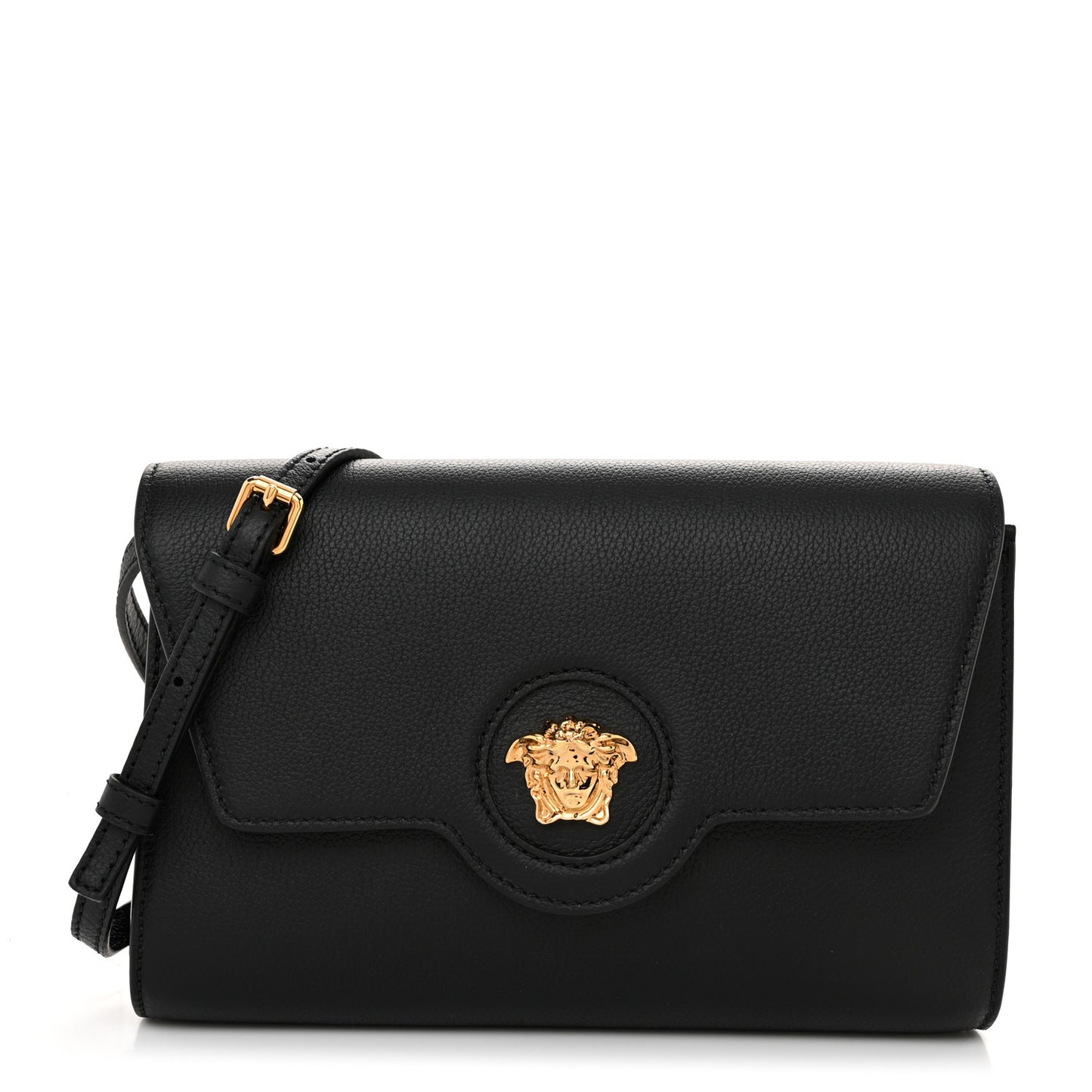 Grained Calfskin La Medusa Crossbody Bag Black