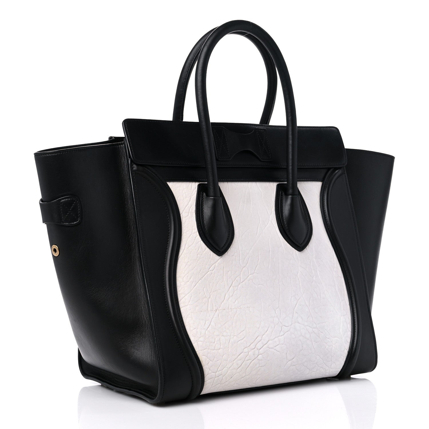 Celine Elephant Calfskin Mini Bi-Color Luggage Black White 3 of 19