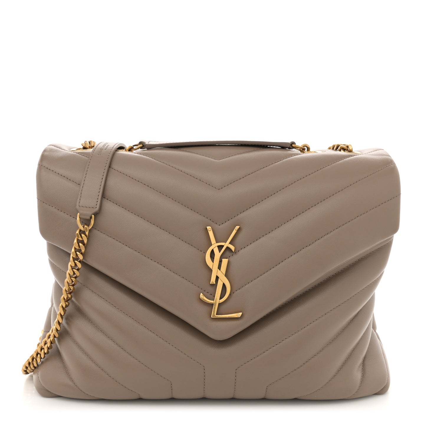 Calfskin Y Quilted Monogram Medium Loulou Chain Satchel Dark Beige