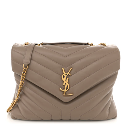 Saint Laurent Calfskin Y Quilted Monogram Medium Loulou Chain Satchel Dark Beige 1 of 13