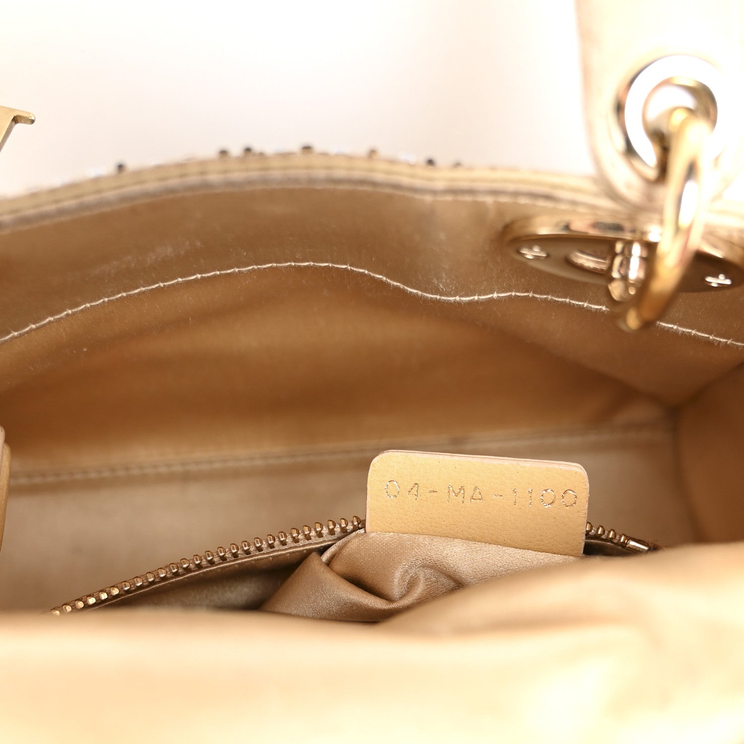 Christian Dior Satin Beaded Mini Lady Dior Gold 7 of 18