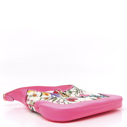 Gucci Canvas Flora Medium Jackie Hobo Fuchsia 4 of 9