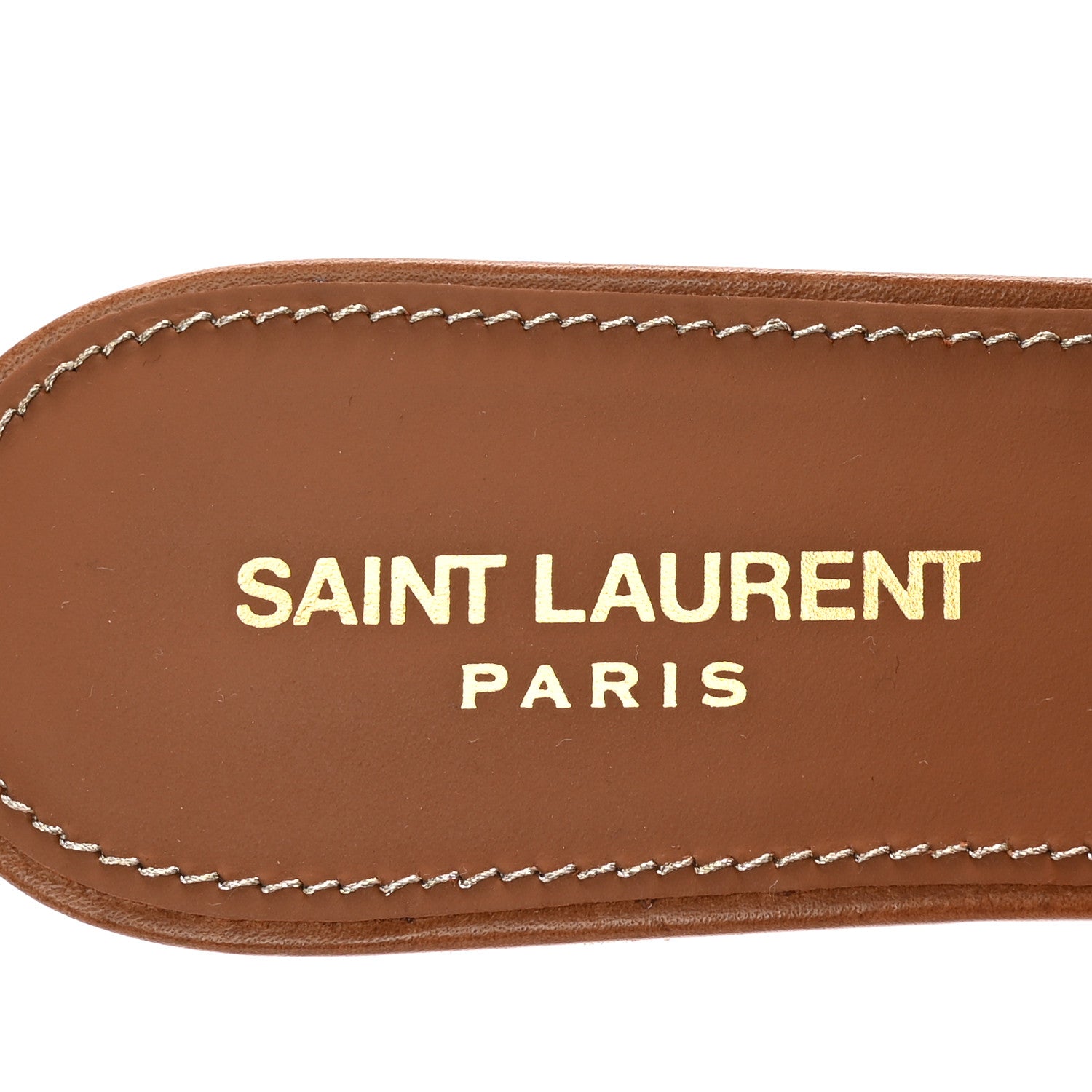 Saint Laurent Calfskin Tribute 05 Slide Sandals 37 Amber 8 of 10