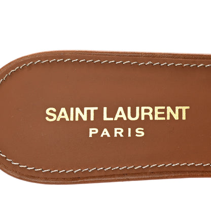 Saint Laurent Calfskin Tribute 05 Slide Sandals 37 Amber 8 of 10