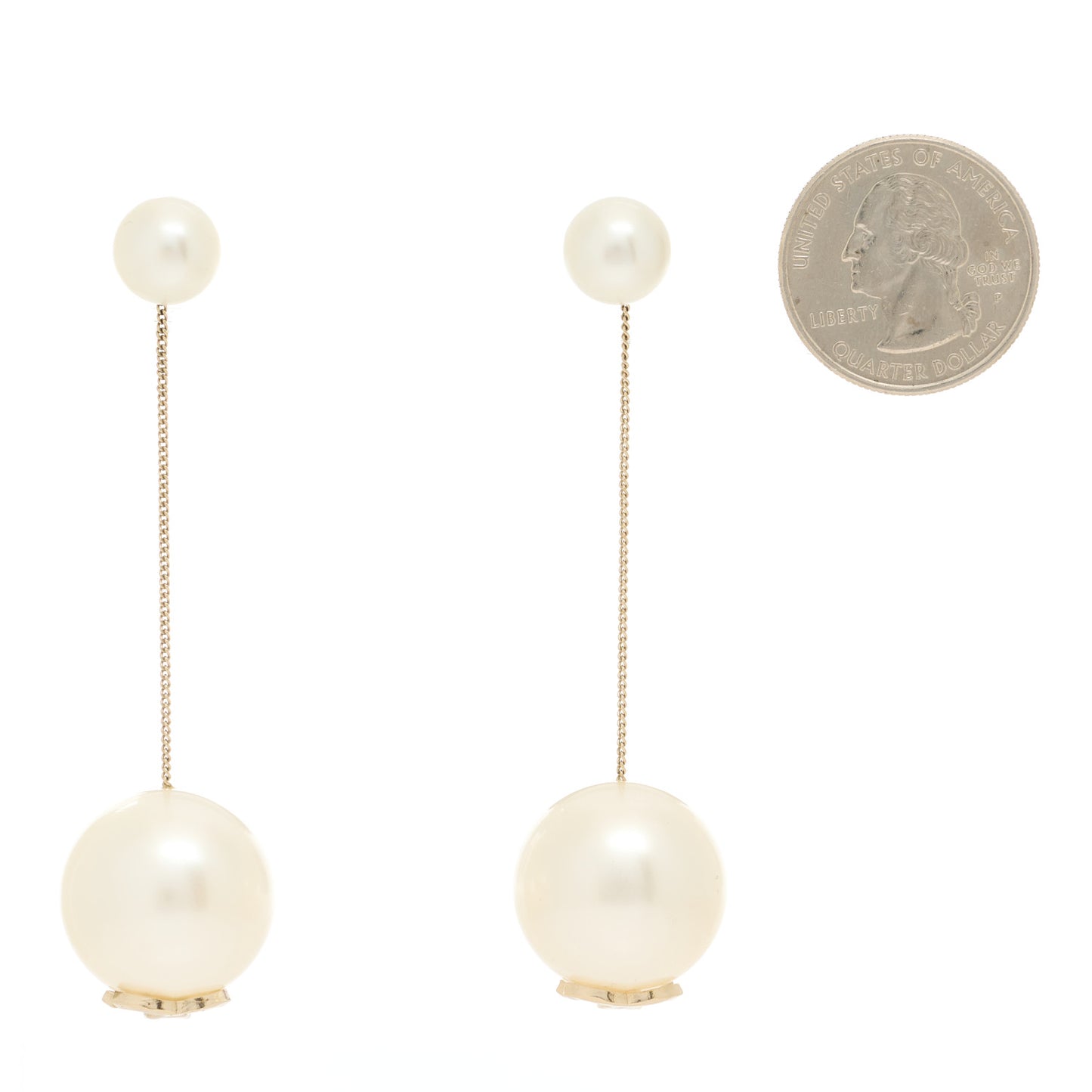 Pearl CC Chain Drop Earrings