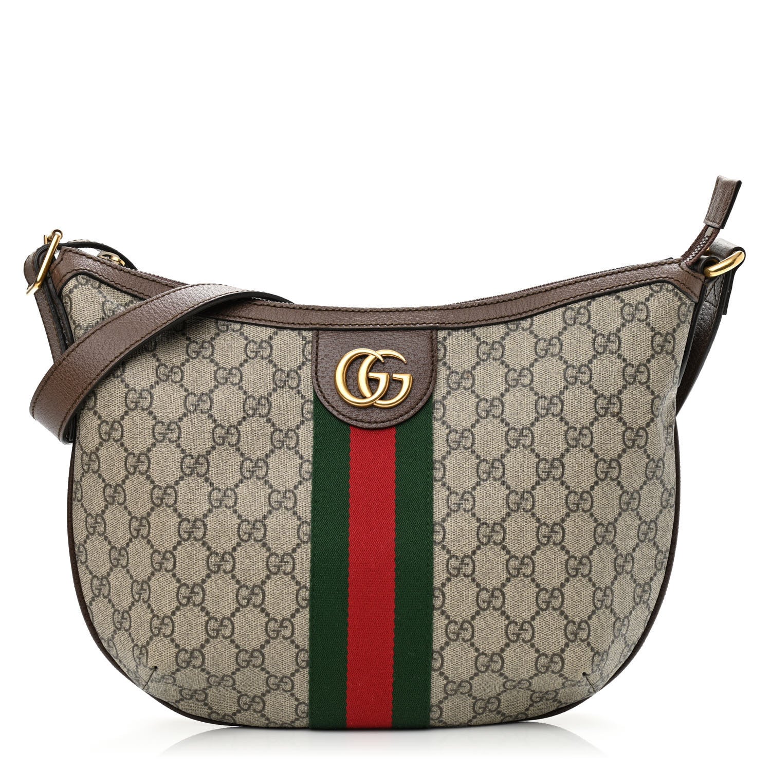 Gucci GG Supreme Monogram Web Small Ophidia Half Moon Hobo Brown 1 of 8