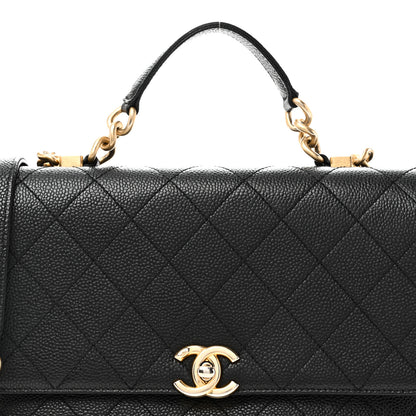Chanel Caviar Diamond Stitched Small Top Handle Flap Black 8 of 10