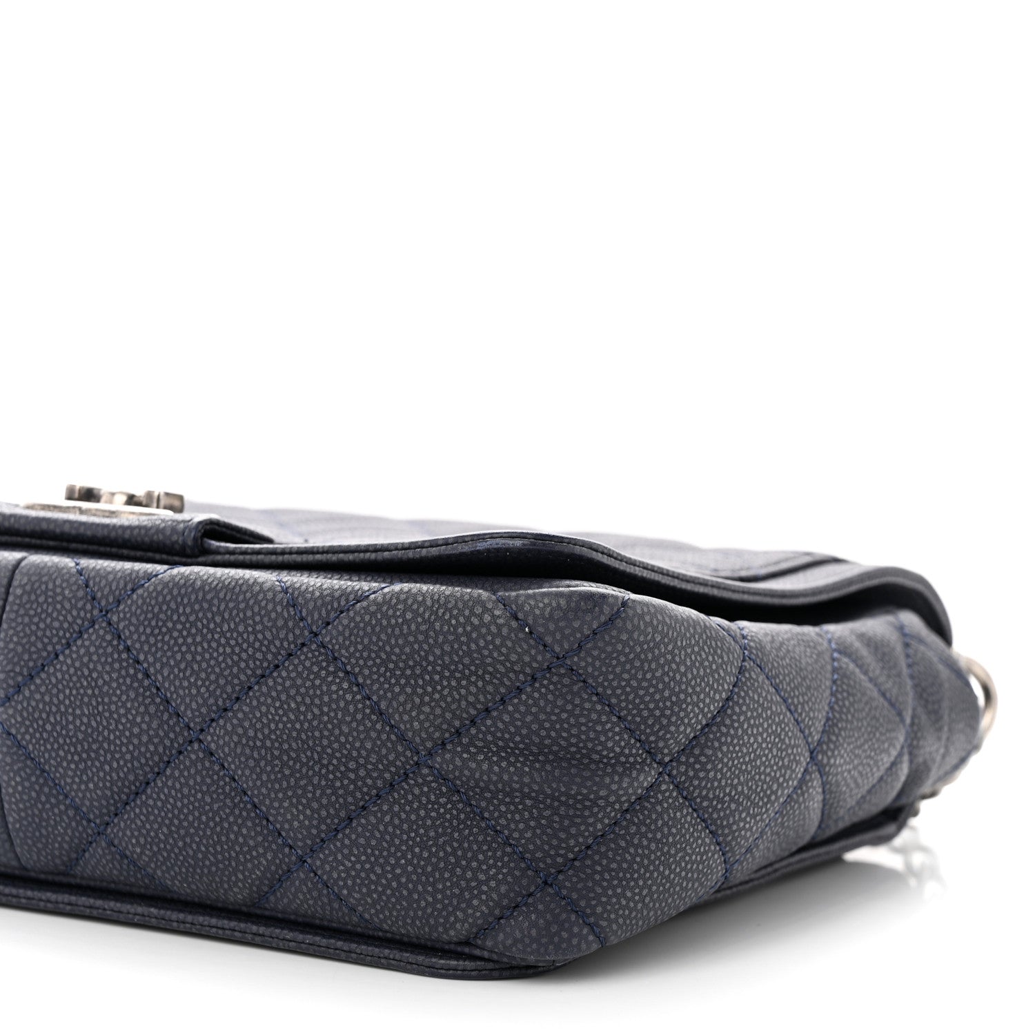 Chanel Washed Caviar Quilted Small Square Turn Around Ligne Flap Navy 10 of 11