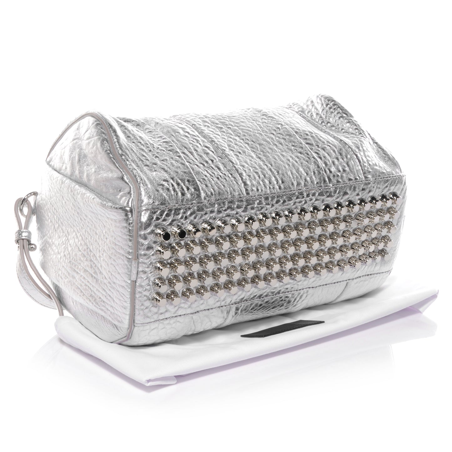 Pebbled Leather Rocco Duffel Rhodium w Rhodium Hardware