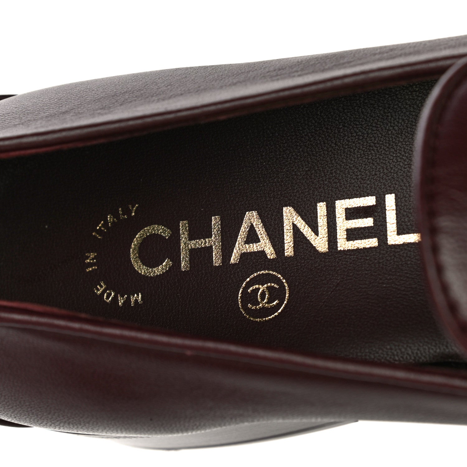 Chanel Lambskin Quilted Womens CC Loafers 38.5 Burgundy 10 of 12