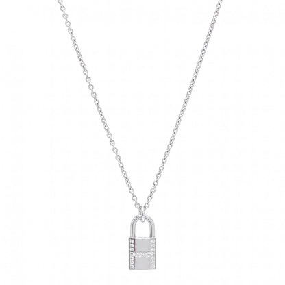 Hermes 18K White Gold Diamond Amulettes Cadenas Pendant Necklace 1 of 7