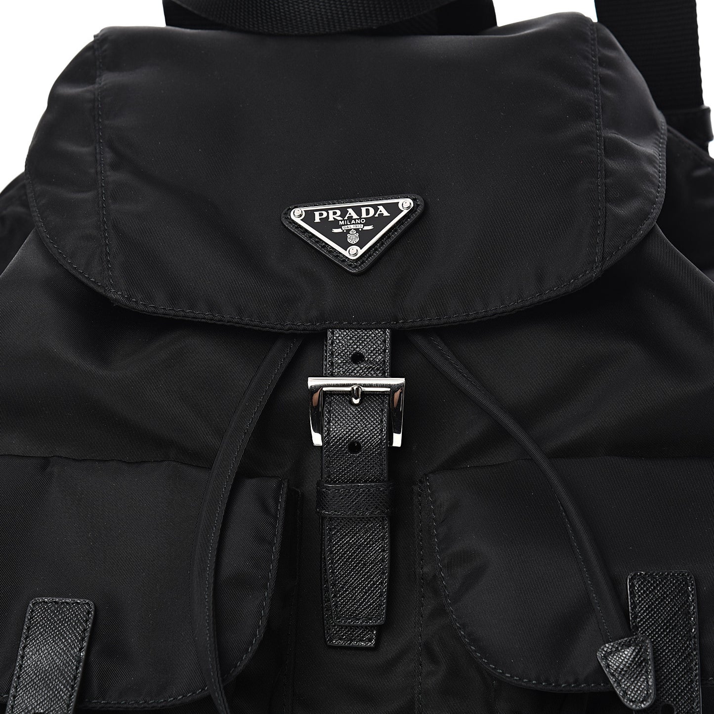 Tessuto Nylon Vela Saffiano Large Backpack Black