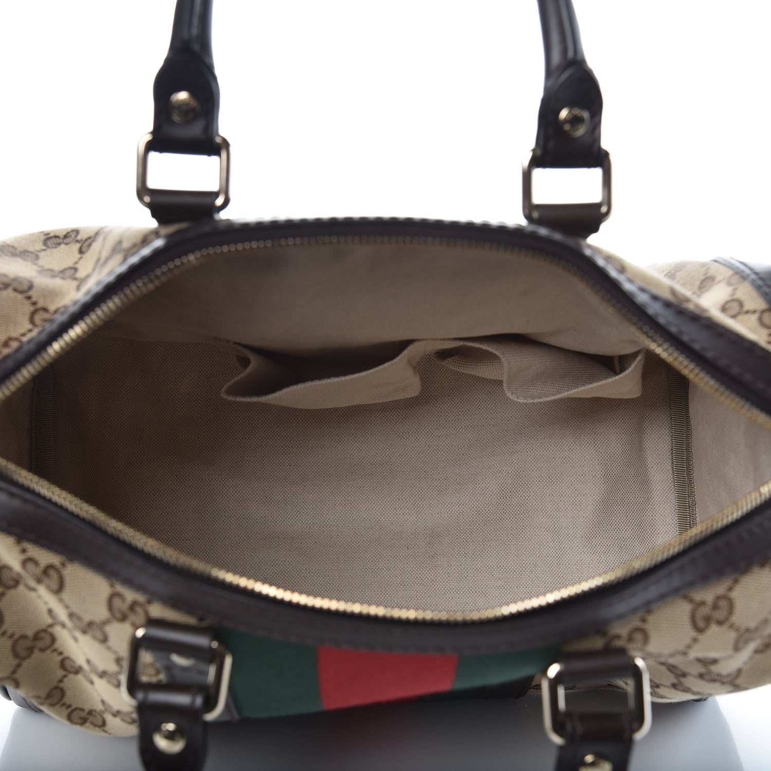 Gucci Monogram Vintage Web Medium Boston Dark Brown 7 of 12