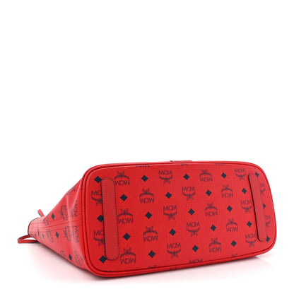 MCM Visetos Medium Liz Reversible Shopper Tote Candy Red 7 of 17