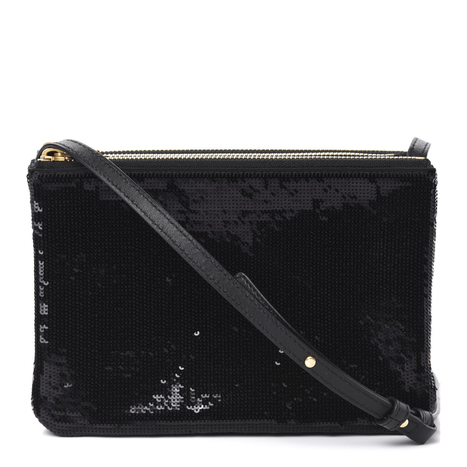 Celine Sequin Small Trio Crossbody Bag Black 1 of 10