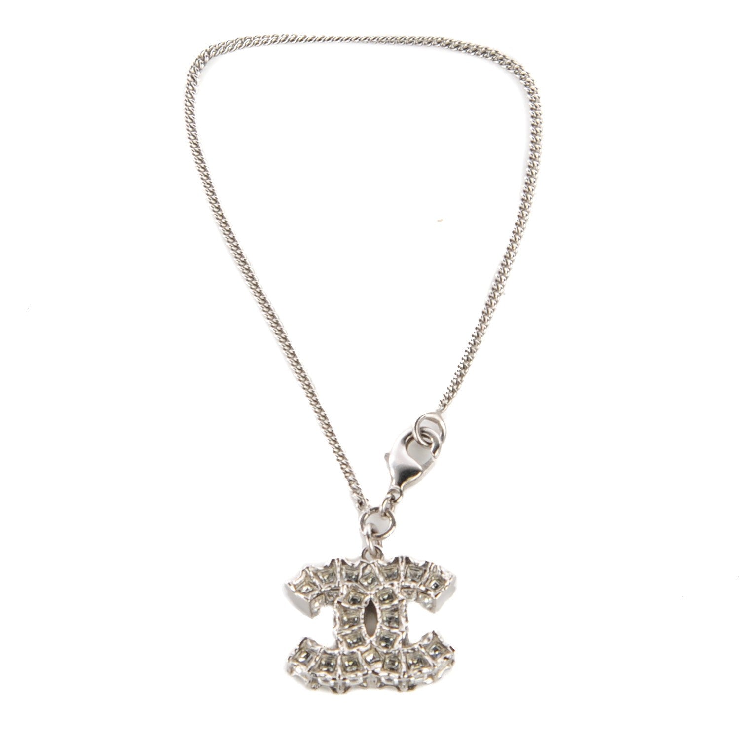 Chanel Crystal Baguette CC Chain Bracelet Silver 1 of 3