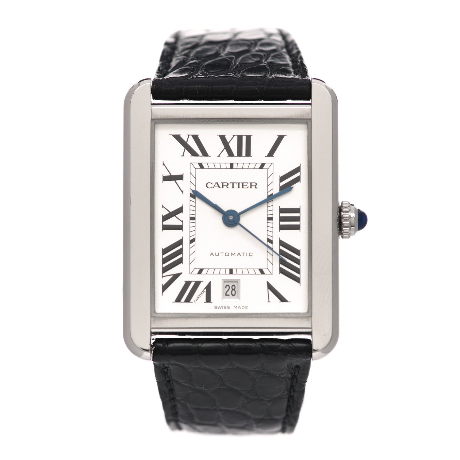 Cartier Stainless Steel Alligator 31mm Tank Solo Automatic Watch 1 of 5