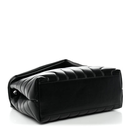 Saint Laurent Calfskin Y Quilted Monogram Monochrome Small Loulou Chain Satchel Black Black 4 of 10