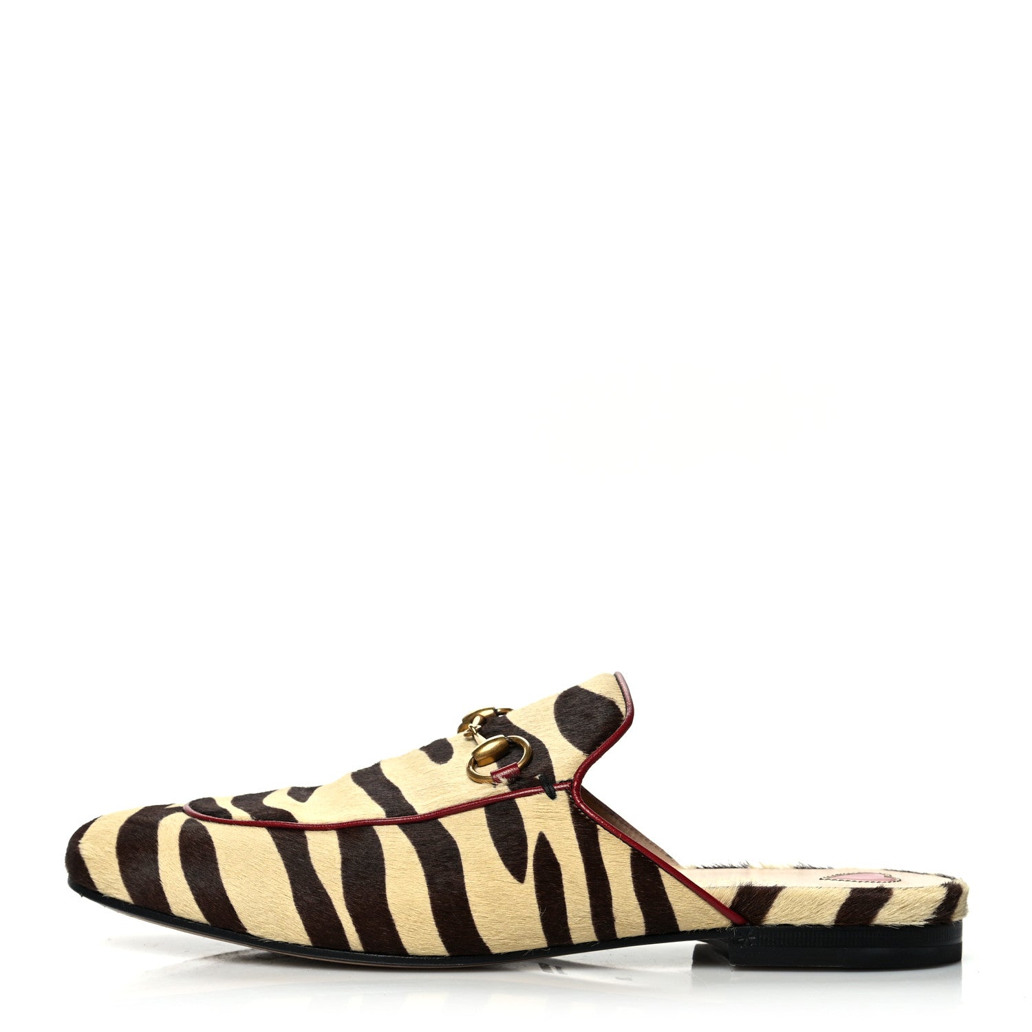 Gucci Calf Hair Tiger Print Womens Princetown Slippers 38 Natural Black Romantic Cherry 1 of 10