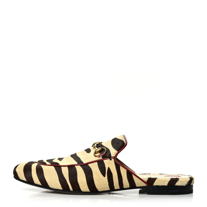 Gucci Calf Hair Tiger Print Womens Princetown Slippers 38 Natural Black Romantic Cherry 1 of 10
