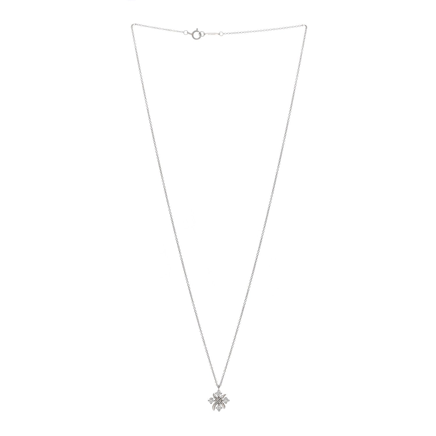 Tiffany Platinum Diamond Schlumberger Lynn Pendant Necklace 3 of 5