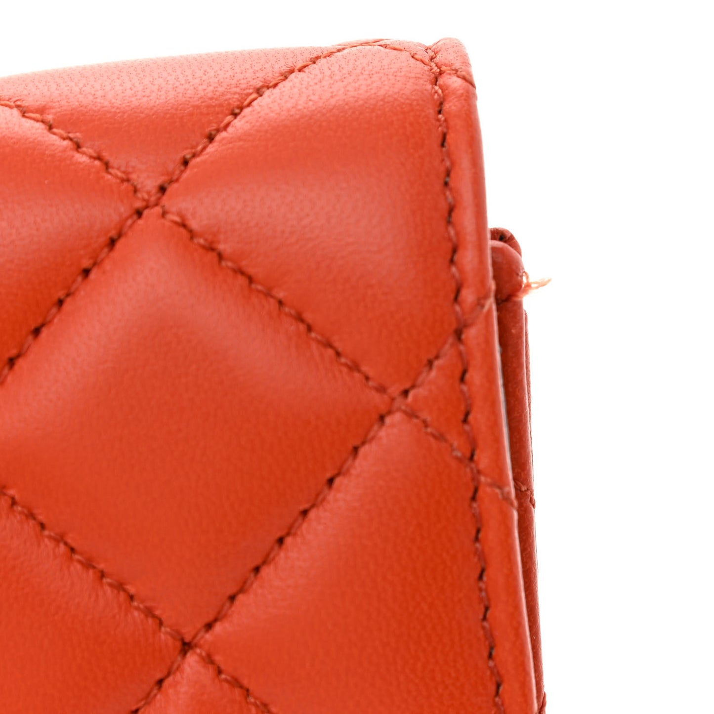 Lambskin Quilted Medusa Wallet On Chain Crossbody Dark Orange