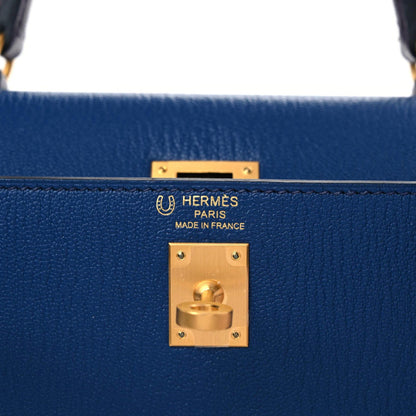 Hermes Chevre Mysore Horseshoe Kelly Sellier 25 Bleu Sapphire Raisin 8 of 10