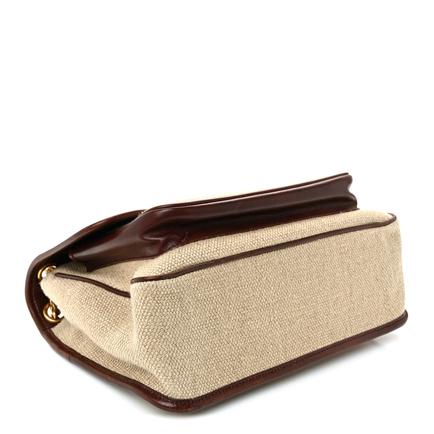 Saint Laurent Cotton Canvas Vintage Calfskin Monogram Medium Niki Chain Satchel Natural Chocolate 4 of 11