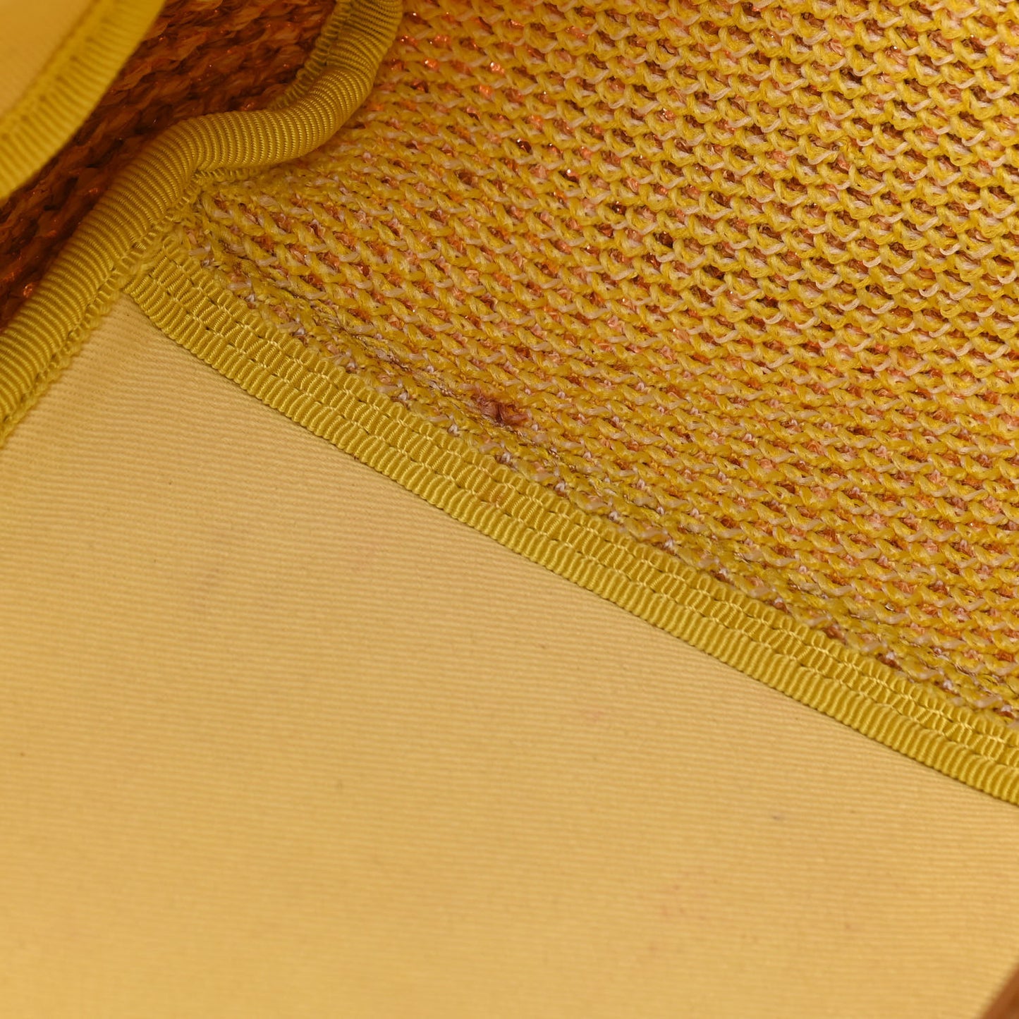 Mixed Fibers Large Shopping Bag Yellow Brown