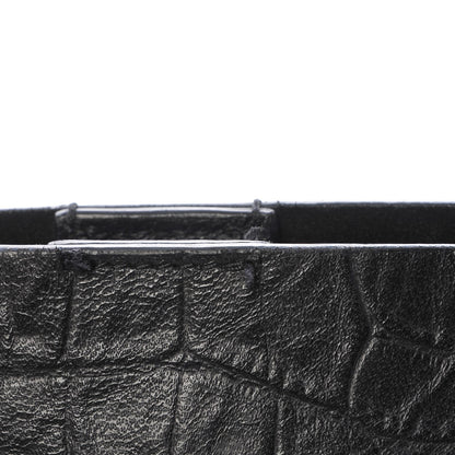 Saint Laurent Calfskin Crocodile Embossed Large Shopper Tote Black 12 of 16