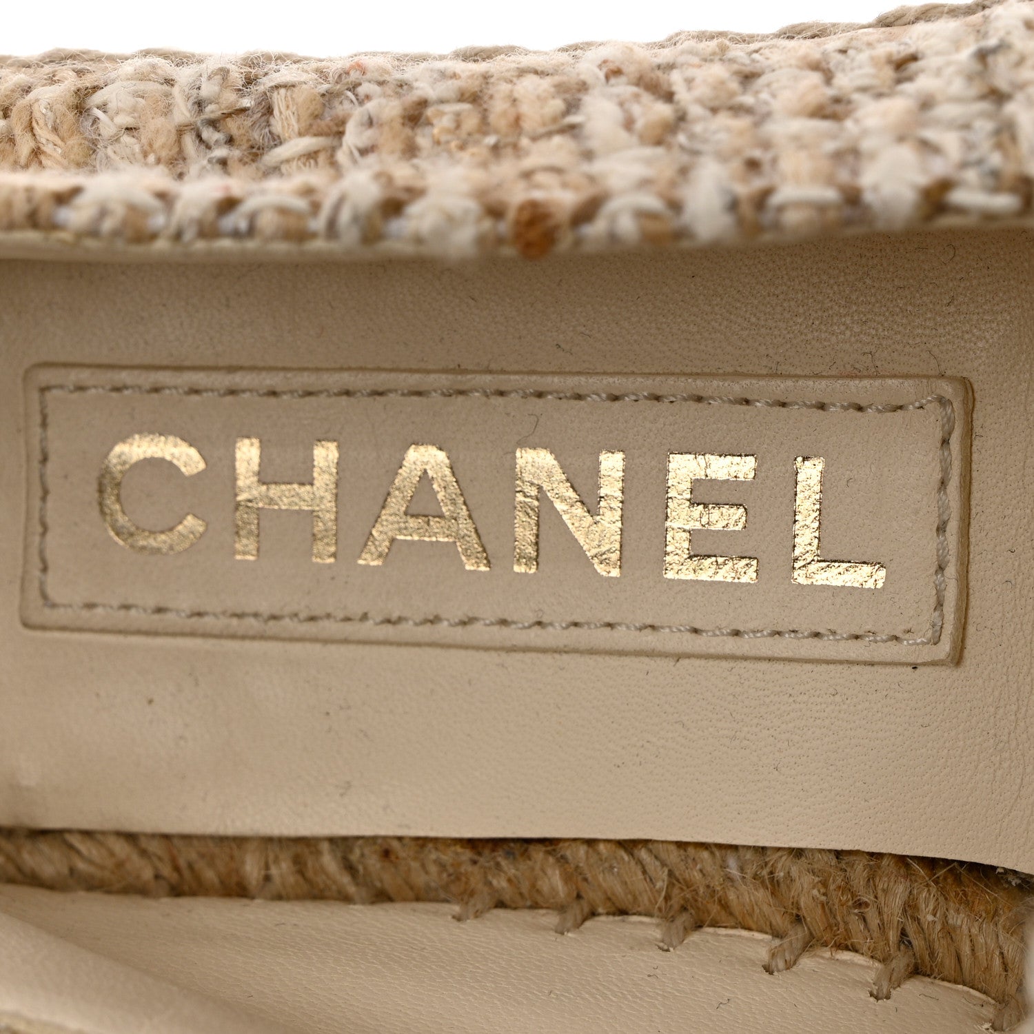 Chanel Tweed Lambskin CC Espadrilles 35 Beige 6 of 12