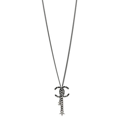 Chanel CHA CC Chain Charm Necklace Silver White 1 of 5