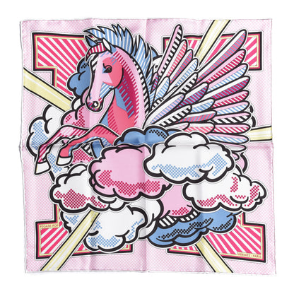 Hermes Silk Pegase Pop Pocket Square Rose Bleu Jean Jaune 1 of 6