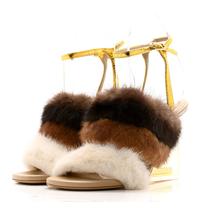 Fendi Mink Ayers Lucite Fendi First 95mm Sandals 36 Natural Brown 3 of 8