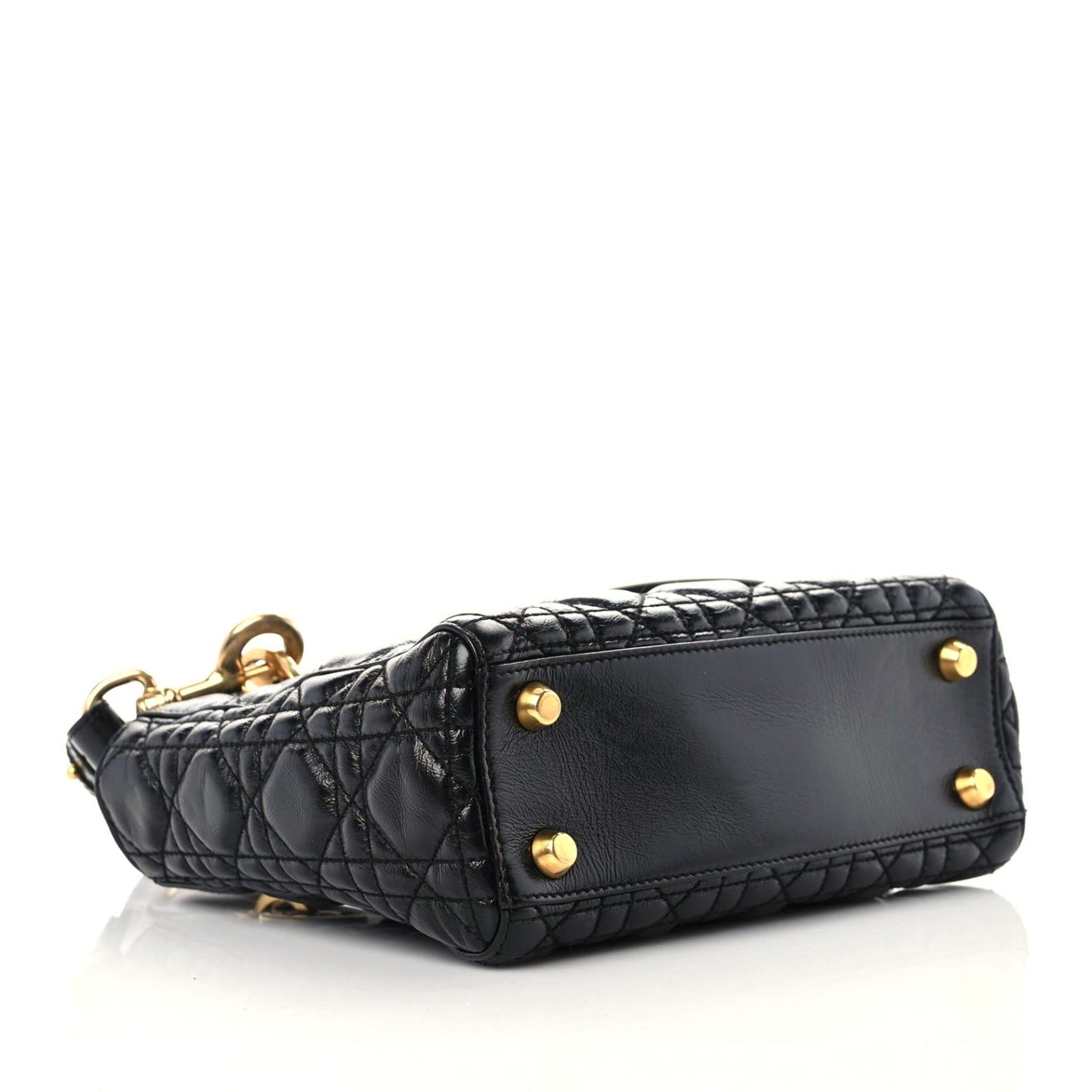 Crinkled Patent Cannage Small Lucky Badges My Lady Dior Black