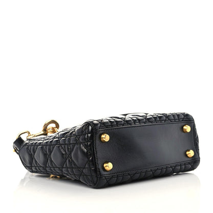 Christian Dior Crinkled Patent Cannage Small Lucky Badges My Lady Dior Black 4 of 15