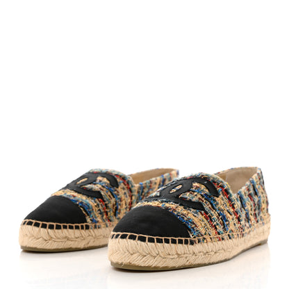 Chanel Tweed Grosgrain CC Espadrilles 41 Multicolor Black 3 of 10