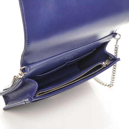 Christian Dior Grained Calfskin Diorama Wallet on Chain Pouch Blue 5 of 7