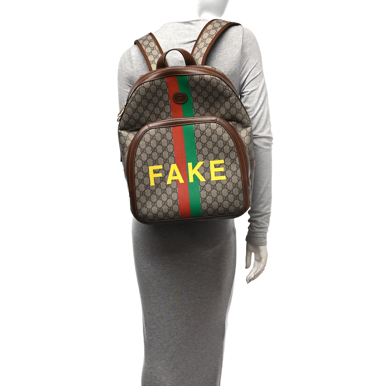 Gucci GG Supreme Monogram Azalea Calfskin Fake/Not Retro Interlocking G Day Backpack Beige Ebony Brown Sugar 3 of 11