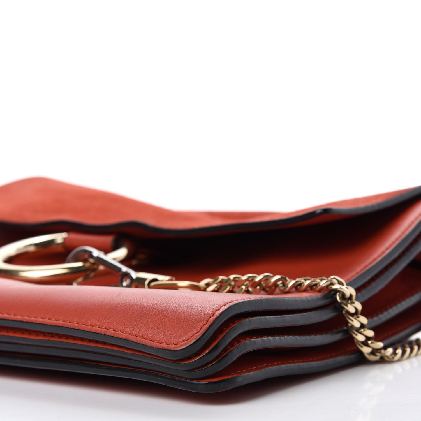 Calfskin Suede Medium Faye Shoulder Bag Sepia Red