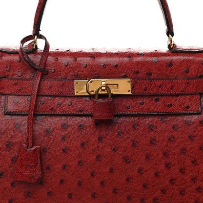 Hermes Ostrich Kelly Sellier 28 Rouge H 15 of 15