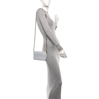 Christian Louboutin Metallic Calfskin Spiked Zoompouch Crossbody Snow Silver 2 of 9