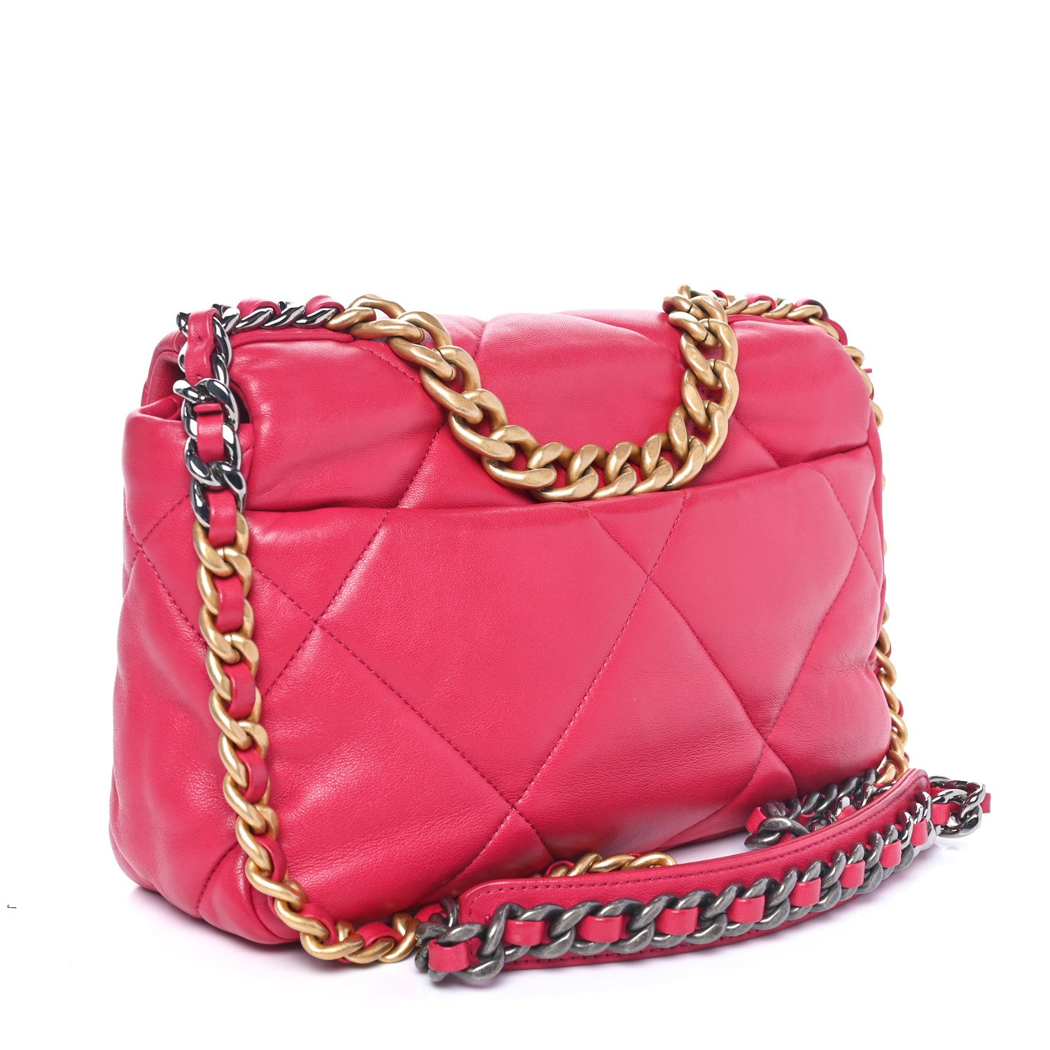 Chanel Lambskin Quilted Medium Chanel 19 Flap Dark Pink 3 of 10