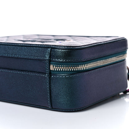 Chanel Iridescent Caviar Quilted Medium CC Filigree Vanity Case Dark Turquoise 9 of 10