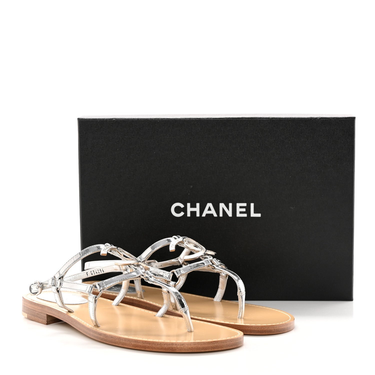Chanel Mirror Calfskin CC Thong Sandals 40.5 Silver 14 of 14