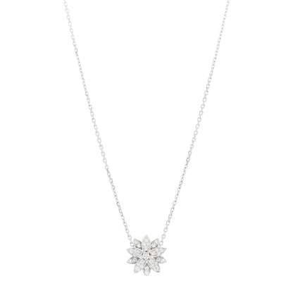 Van Cleef & Arpels 18K White Gold Diamond Small Lotus Pendant Necklace 1 of 7