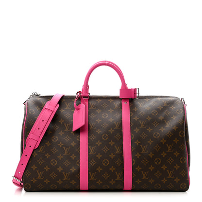 Louis Vuitton Monogram Macassar Keepall Bandouliere 50 Fuchsia 1 of 8