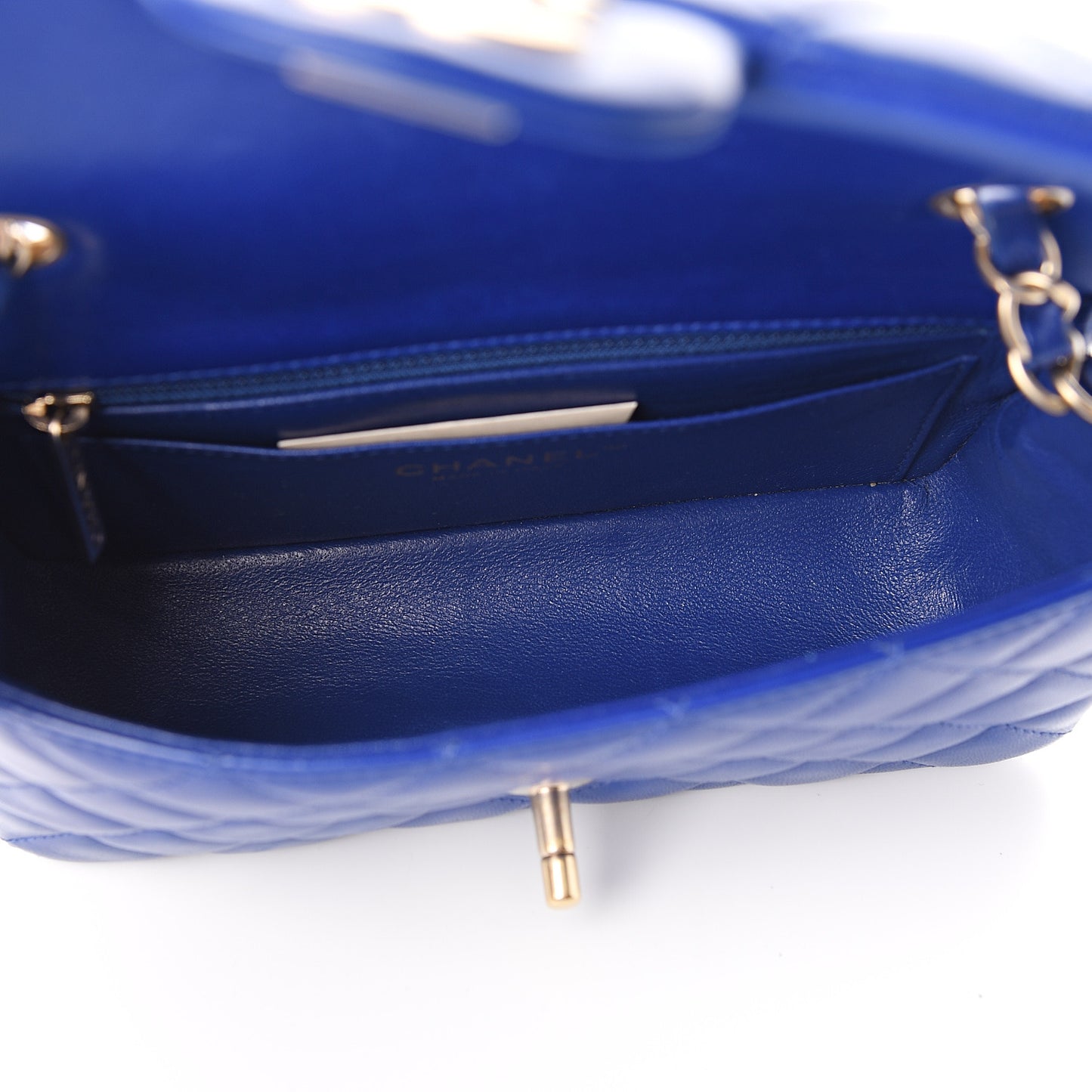 Lambskin Quilted Mini Rectangular Flap Dark Blue