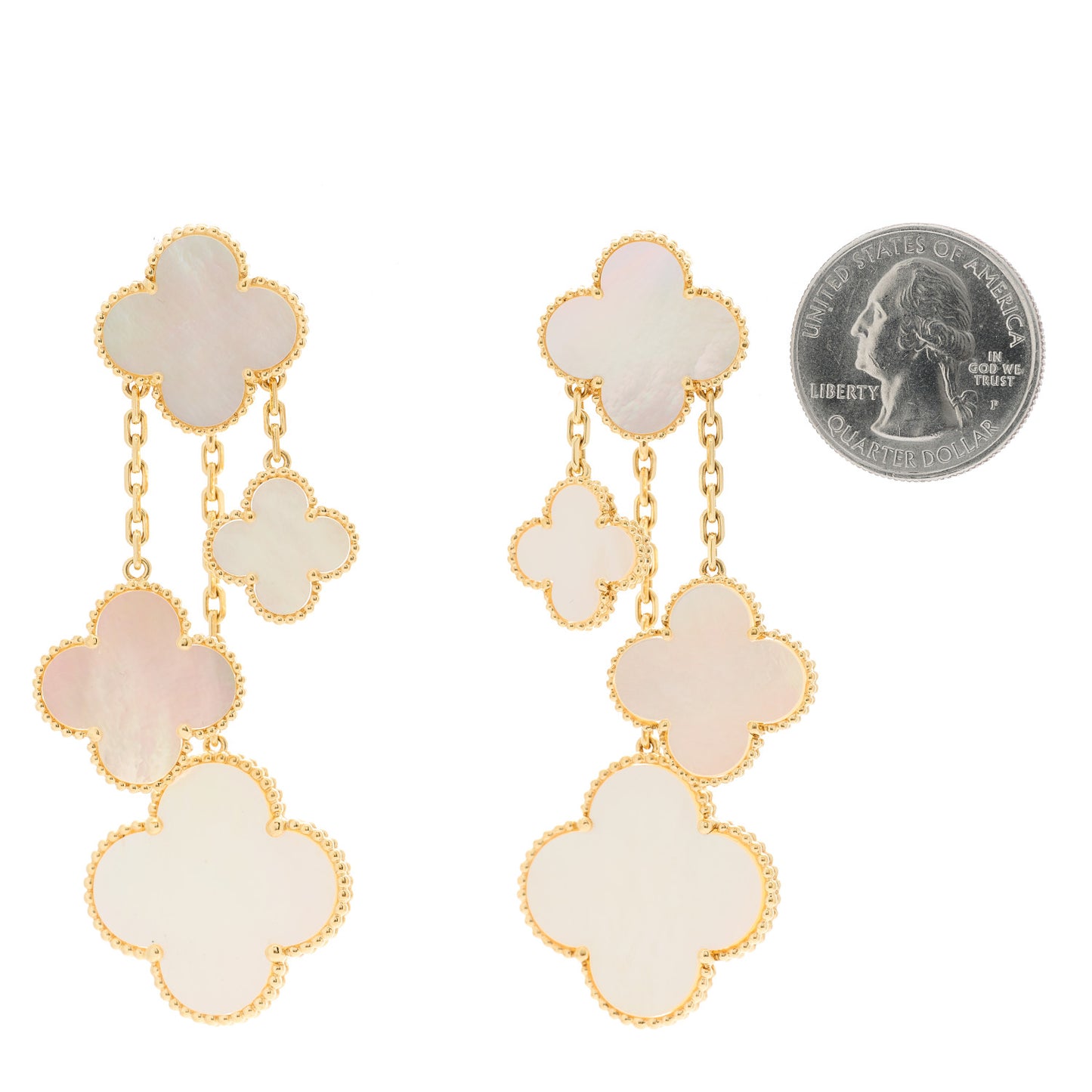 18K Yellow Gold Mother of Pearl Magic Alhambra 4 Motif Earrings